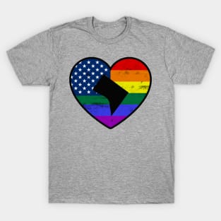 Washington D.C. United States Gay Pride Flag Heart T-Shirt